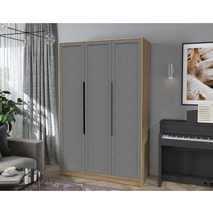 Шкаф распашной Тренд КТ-Ш3 (Дуб золотой ЛДСП/ Дуб серый ЛМДФ) Ш1360 В2128 Г547